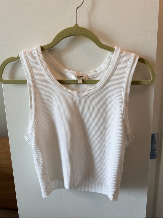 Agolde Tops - Agolde White Ribbed Cropped Tank